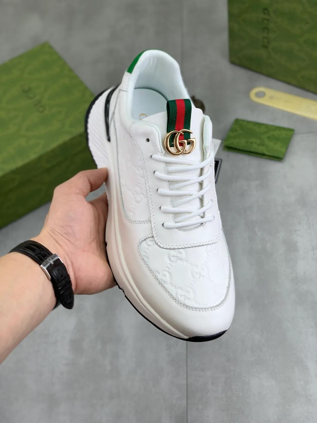 Men's men's shoes 💰P460💰[New model] (GUCCI) official website's latest 🎁🎁casual and fashionable men's shoes👟, hot style 💥 style is simple and elegant, exclusive for trendy men. Unique official website's latest brand double G element Elements 👑 Original Gucci decoration, fashionable and generous, fabric original calfskin ✅ fully imported first-layer pigskin lining, official website designated wear-resistant, lightweight original rubber casual outsole, classic model taken in real life 🎬38-44 (45 customized) 2️⃣ colors available